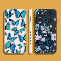 Beautiful Blue Butterfly Phone Case For Honor 8X 9 9X X9A X10 10 20 30 50 70 90 MAGIC 5 5G LITE PRO MAX Case Funda Shell Capa