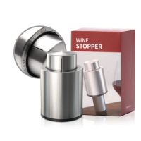 Stainless Steel Vacuum Wine Stopper Wine Saver Pump with Silicone, Durable Vacuum Bottle Stoppers, Air Tight Wine Sear SP-002S