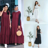 Daster  Dress Inner Tanpa Lengan Bahan Cringkle AirFlow Busuy Premium Outer Wanita Muslim style eleg