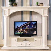 Fireplace TV cabinet living room furniture custom European fireplace shelf background wall