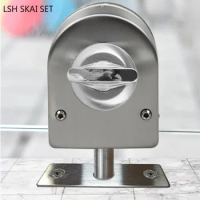 Stainless Steel Glass Door Lock Keyless Safety Door Locks Hardware Floor Ground Lock Bathroom Balcony Spin Latch Lockset