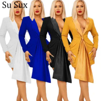 Office Lady Blazer Jacket Mini Skirt Suits 2 Piece Set Women Solid Turn Collar Ruffles Coat Outfits Vestidos Plus Size 2021