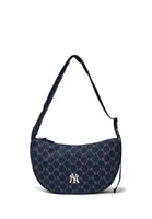 MLB KOREA Dia Monogram Denim JQD Hobo Bag NY Yankees Indigo