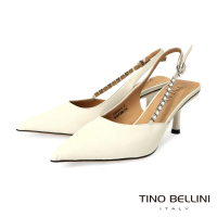 【TINO BELLINI 貝里尼】絲綢鑽飾後繫帶高跟鞋FS2V001(米白)