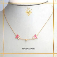 KALUNG EMAS ANAK SET DOUBLE LIONTIN KARAKTER KUROMI EMAS ASLI EMAS MUDA KADAR 8K (375) KALUNG ANAK K