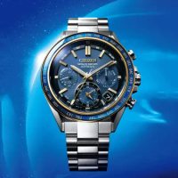 CITIZEN 星辰 海王星 限量 鈦 GPS衛星對時 光動能 計時 手錶 男錶-44.6mm藍色 CC4054-68L