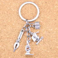 20pcs DIY Keychain graduation cap and diploma pen book ruler Pendants Men Jewelry Car Key Chain Souvenir For Teacher Gift