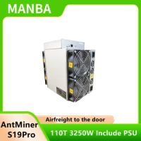 Used Antminer S19pro 110th/s±10% Miner Mining Machine Asic Miner Bitmain Antminer S19 Pro 110t 3250w Include PSU and Power