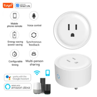 Tuya Smart Home Mini Smart Plug US Standard 10A Smart Socket Round Plug 100-130V APP Control Works with Alexa Google Home