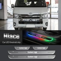 Car Door Sill Light For Toyota Hiace H100 H200 H300 1989-2023 2019 Customized Logo LED Welcome Threshold Pedal Lamp Accessories
