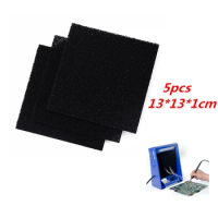 5Pcs High Density Activated Carbon Foam Black Filter Solder Smoke Absorber ESD Fume Extractor 13*13*1cm for Air Filtration Tools