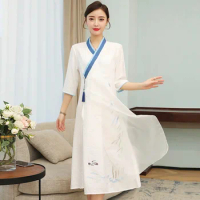 Cheongsam Dress Vietnam Traditional Dress Chinese Robe Vintage Femme Qipao Spring Dresses 2020 Elegant Oriental Dress 10763