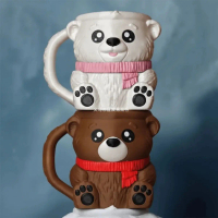 A Happy New with Two Spoons Ice Cream Pint Holder Cup 3D Printed NonSlip Ice Pint Holder Polar Bear