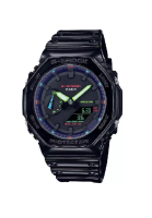 Casio Casio G-Shock Black Glossy Resin Strap 200 Meter World Time Watch GA-2100RGB-1ADR