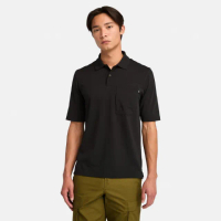 【Timberland 官方旗艦】男款黑色抗UV短袖POLO衫(A6427001)