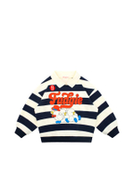 เสื้อสเวตเตอร์เด็กโตยูนิเซ็กส์ คอปก Little Birds Stripe BP61MC327 สีงาช้าง