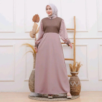 AVENTA DRESS SIMPLE DAN ELEGAN Bahan Toyobo Kombinasi Katun Jacquard Resleting Depan Saku Samping Ta