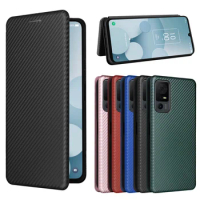 For TCL 40 XL Case Luxury Flip Carbon Fiber Skin Magnetic Adsorption Case For TCL 40 XL Phone Bags For TCL40XL