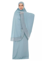 SITI KHADIJAH Siti Khadijah Telekung Modish Asanoha In Pewter Blue