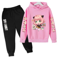 Kids Clothing Anya Spy X Family Girl Hoodie+Pants Set Toddler Coat autumn Children's 3-12 Year Anime Printing Sweatshirt Top
