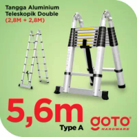 Goto Living Tangga Lipat Aluminium Teleskopik Tipe A 2.8+2.8 = 5.6M Double