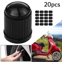 20Pcs Car Tire Valve Stem Cap Black Bike Tyre Plastic Cover Dome Shape Dust Valve Kit 1*1.3cm