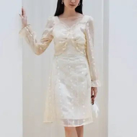 DRESS WANITA MissMoka Astrid Mini Dress Selutut Embroidery Shabby Style XL Apricot