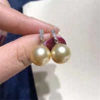 DIY Pearl Accessories G18K Gold Earrings with Empty Support, Fashionable Pearl Earrings for Women Fit 8-10mm Round Beads G266