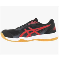 Sepatu Badminton Voli Asics Upcourt 5 - Black / Classic Red 39