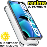 Shockproof Cover For Clear Case Realme Gt Neo 2 5 6 7 8 Q3 Q5 9 10 Pro Plus 3t X50 X50m 5g Q3s C30 C35 9i 8i 6i 5i C21 X3 Cases