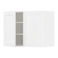 METOD 壁櫃附層板/2門板, 白色 enköping/白色 木紋, 80x37x60 公分