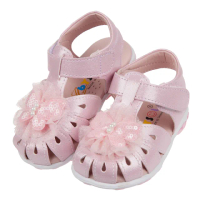 【布布童鞋】蕾絲蝴蝶粉色真皮寶寶涼鞋(K1B055G)