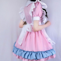 【優選百貨】【免運】日常女僕裝粉藍色制服cos套裝男圍lolita可愛萌娘女傭主播