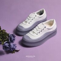 KANGOL 帆布鞋 白紫 厚底 增高鞋 女(布魯克林) 6252160105