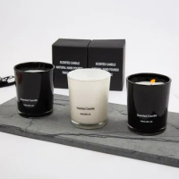New Customized Premium Soy Wax Candle Scented Candles For Home All Natural Aroma Candles With Black White Glass Jar And Gift Box