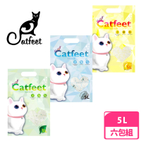 【CatFeet】除臭 水晶貓砂系列 5L 活性碳/綠茶/檸檬(六包組)