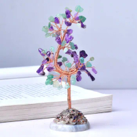 Amethyst Tree Natural Crystal Tree Gemstone Handmade Decor Agate Slices Stones Mineral Home Decor Lucky Gift Souvenir