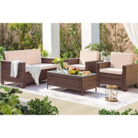 Camping Outdoor Indoor Backyard Porch Garden Poolside Balcony Use (Beige) Patio Furniture Outdoor Set Nature Hike Table Sets Igt