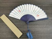 日本藍染布藝刺繡香扇折扇扇子香水扇