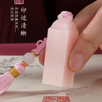 Custom Stone jade Stamp Cherry blossom pink Name Seal Chinese character Carving by oneself Chinese Gift
