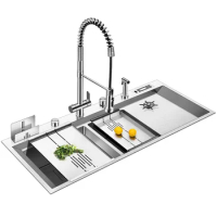 Stainless Steel Kitchen Sink, Double Sink, Large Single Sink, Size 1200x500x220mm 12050X