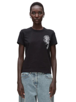 เสื้อยืดลายกราฟิกผู้หญิงรุ่น Merch Tee with Flower Applique สี Black