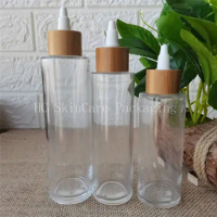 100ml 120ml 150ml transparent cosmetic packaging set toner clear bottle glass cream jar luxury glass lotion bottle