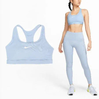 Nike 運動內衣 Swoosh 藍 白 中強度支撐 速乾 彈性 健身 瑜珈 DX6822-440