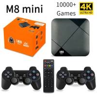 10000+ Games M8 Mini TV box Sistema duplo S905 Video Game Console Wireless Controller WiFi 4G/5G HD 4K H.265 iptv Android10 64GB