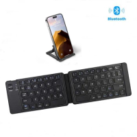 Mini Wireless Keyboard Rechargeable Bluetooth Keyboard Portable Foldable Keyboard Compatible for Pho