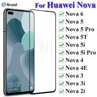 Full Cover Tempered Glass For Huawei Nova 6 5 5i 5T 4 4E 3 3i 2i Screen Protector For Huawei Nova 6 5 4 3 Protective Glass Film