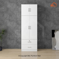 [FREE SHIPPING] ARIA 2.5X8FT 2 DOORS WARDROBE WITH TOP SHELF / 2 DRAWERS / ALMARI BAJU WITH TOP SHEL