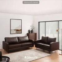 Dekoruma TAKA Sofa Kulit / Sofa Leather / Sofa Ruang TV 3 Seater Cokelat Tua