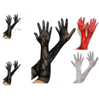 AYFA_ Gothic Gloves Halloween Aesthetic sarung tangan hitam putih renda bunga
